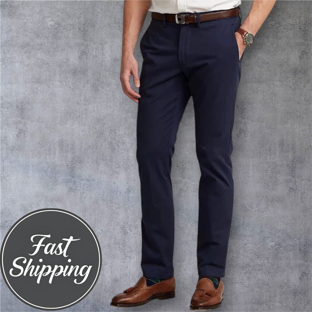 $115 POLO RALPH LAUREN Mens Chino Pants 38Wx30L Navy Slim Fit Stretch Cotton